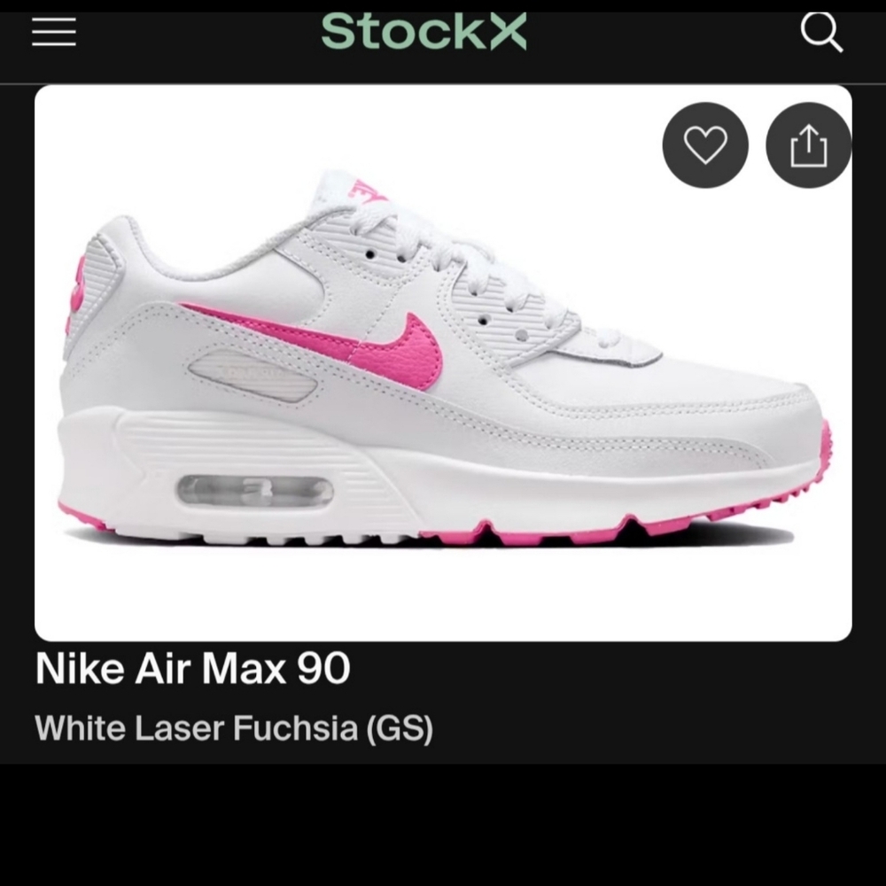 Nike Air Max 90 Laser Fuchsia Kids Shoes Sneakers - Size 2.5Y